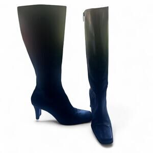 Anne Klein womens size 10 Black Leather Knee High Boots 3" heel